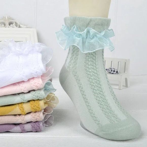 Ruffle Scallop Trim Solid Anklet Socks | Women Lolita Short Bow Socks - Picture 9 of 11